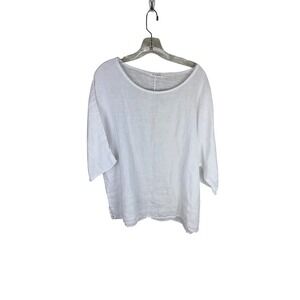 New Collection White 100% Linen Tunic Top Made in Italy Oversized‎ Elbow Sleeve